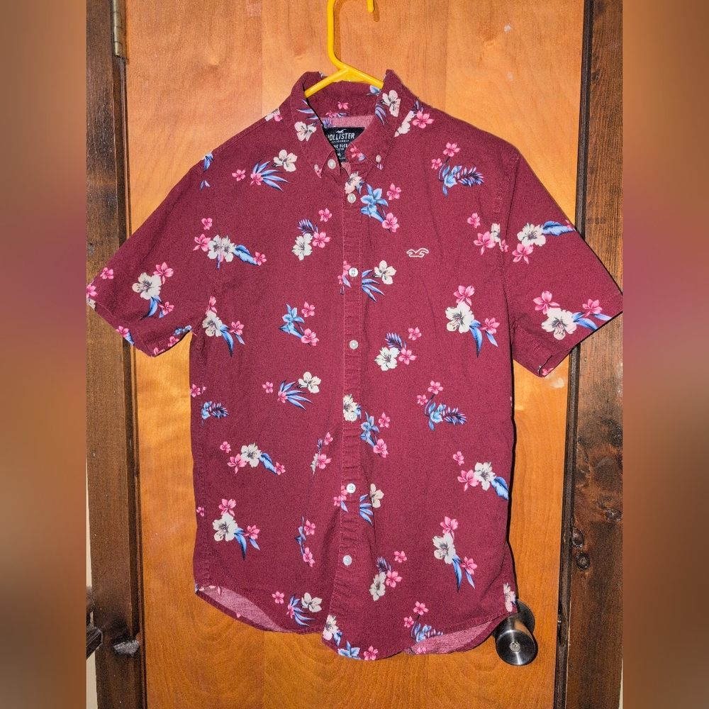 Hollister Mens Medium Hawaiian Collared Short Sleeve Shirt